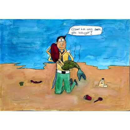 Başak Gence 29x21cm Orijinal Karikatür BOD00731