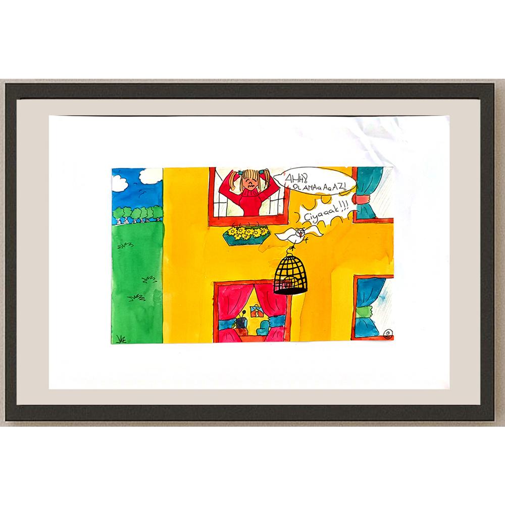Yaprak Subaşı 21x13cm Orijinal Karikatür BOD00766