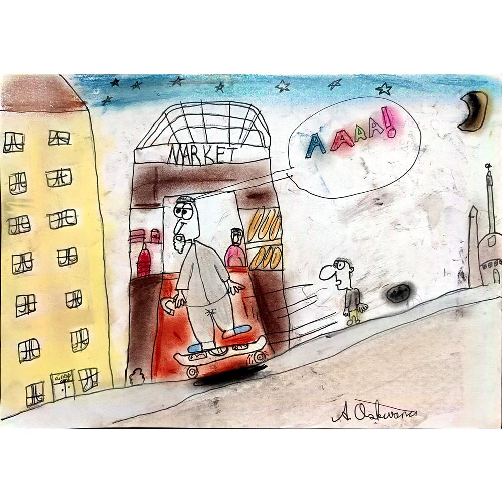Alp Özkuvancı 29x21cm Orijinal Karikatür BOD00776