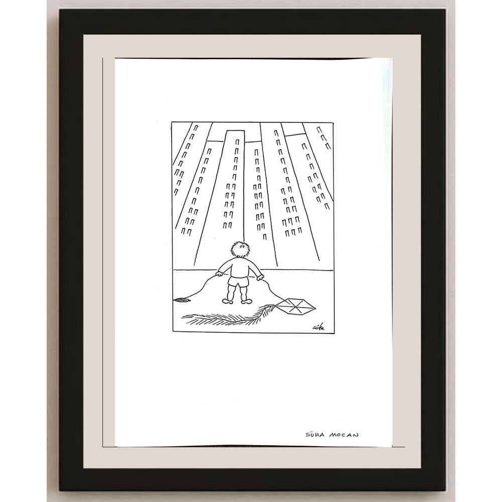 Süha Mocan 43x30cm Orijinal Karikatür BOD00873