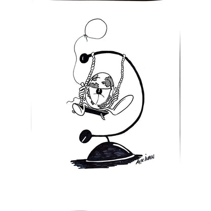 Ayşe İnan 43x30cm Orijinal Karikatür BOD00880