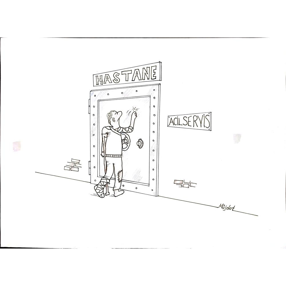 Müjdat Soğukpınar 43x30cm Orijinal Karikatür BOD00905