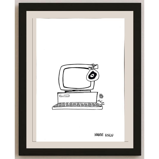 Hakkı Uslu 43x30cm Orijinal Karikatür BOD00916