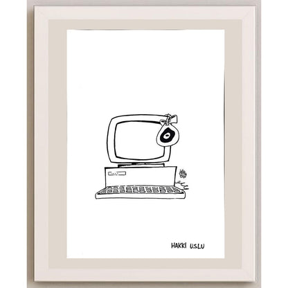 Hakkı Uslu 43x30cm Orijinal Karikatür BOD00916