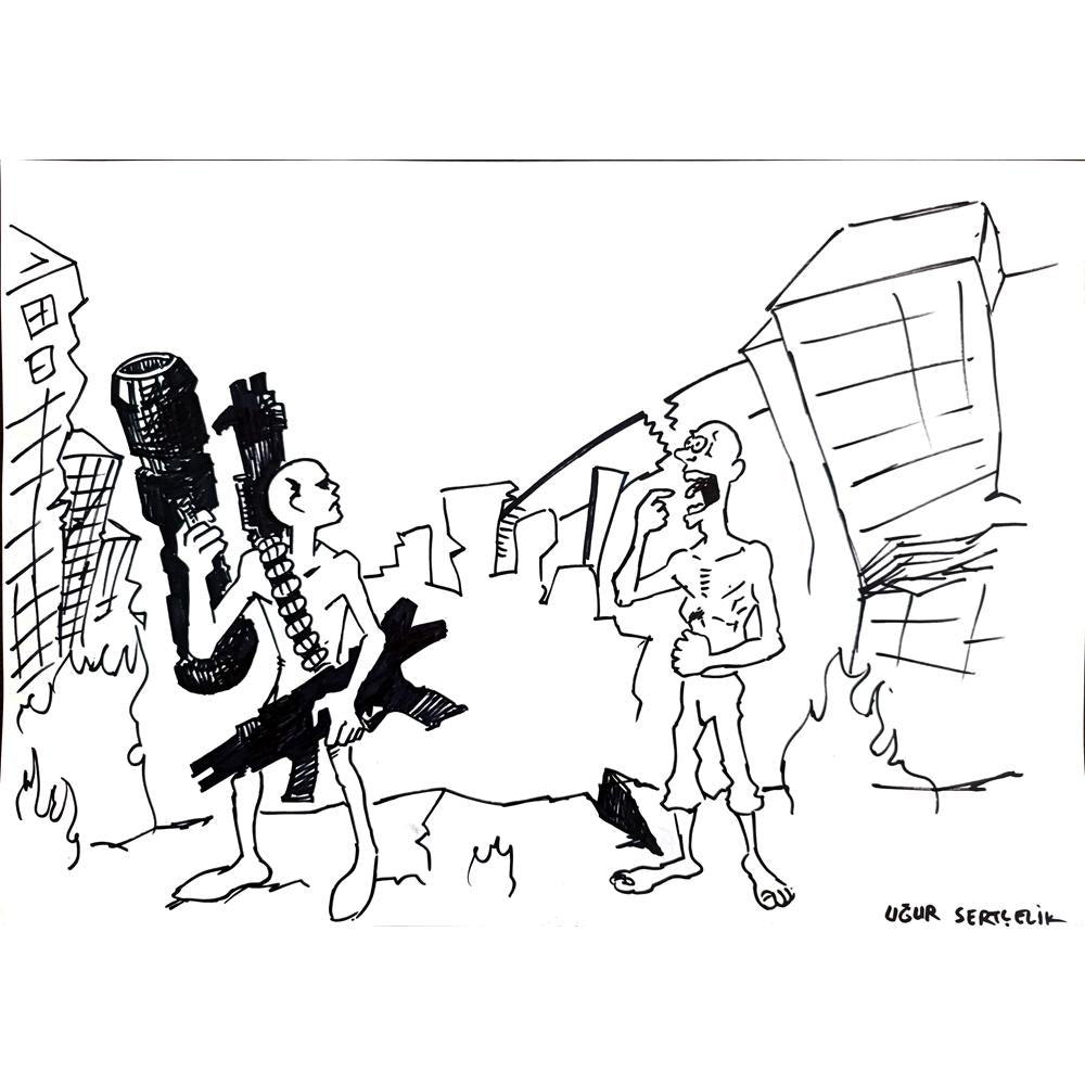 Uğur Sertçelik 43x30cm Orijinal Karikatür BOD00951