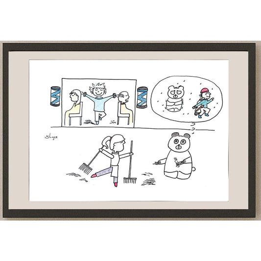 Wong Lok Yee 35x25cm Orijinal Karikatür BOD01005