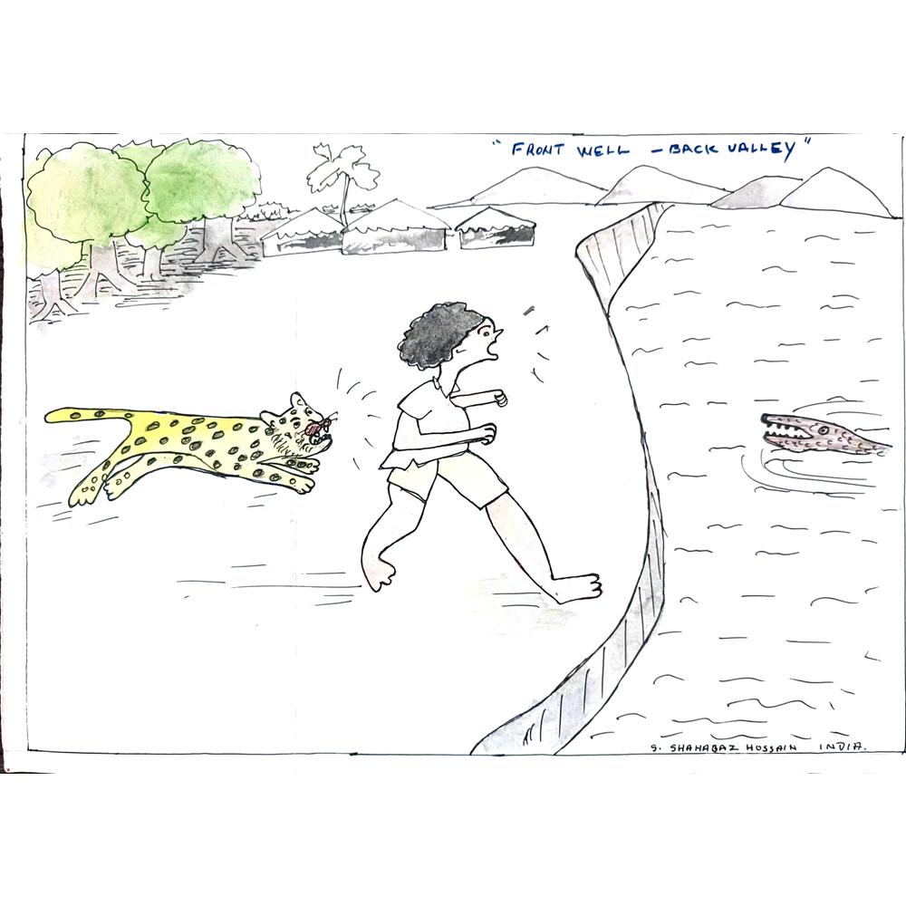 Shahabaz Hussain 29x21cm Orijinal Karikatür BOD01104