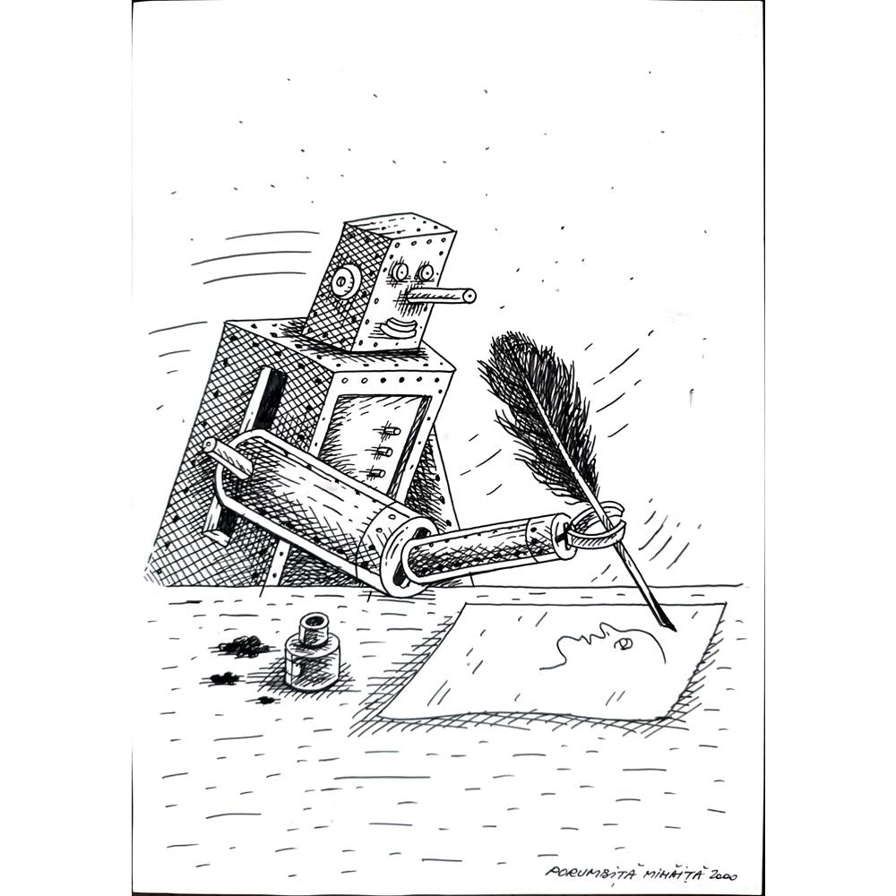 Porumbita Mihaita 29x21cm Orijinal Karikatür BOD01235
