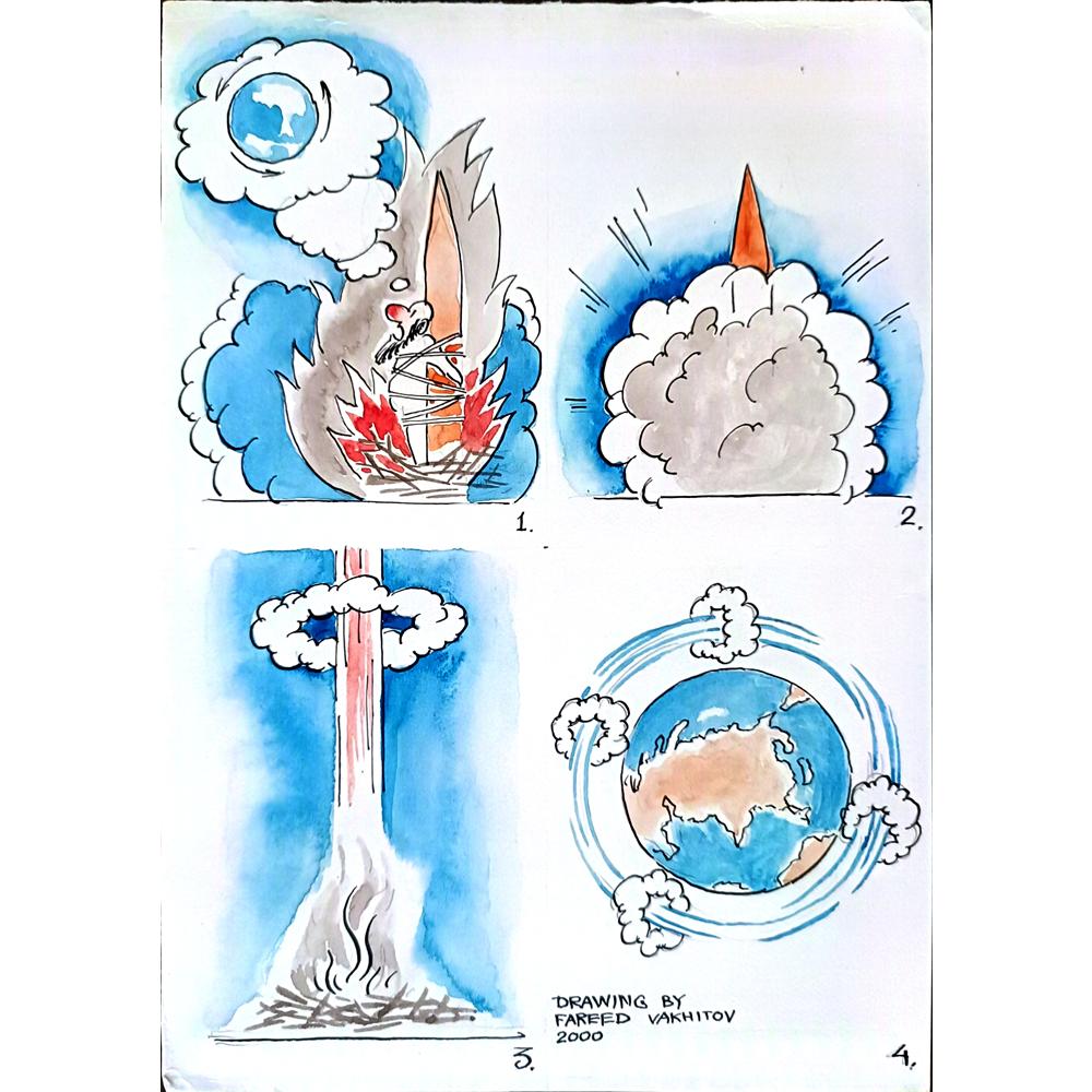 Fareed Vakhitov 21x15cm Orijinal Karikatür BOD01238