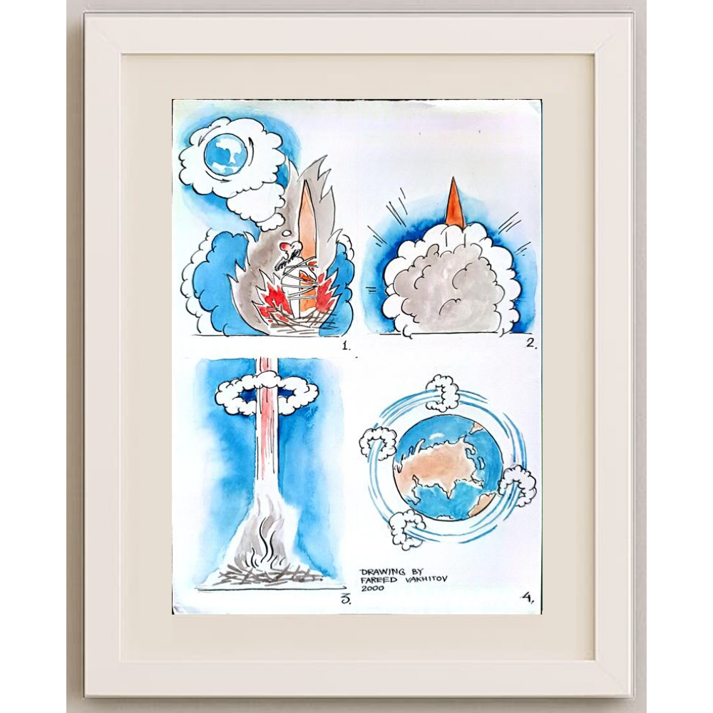 Fareed Vakhitov 21x15cm Orijinal Karikatür BOD01238