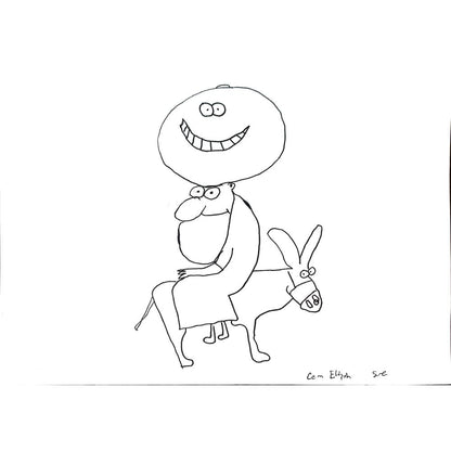 Cem Elişah 35x25cm Orijinal Karikatür BOD01299