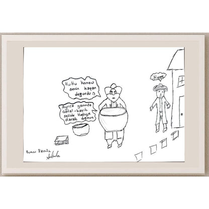Burcu Ergül 29x21cm Orijinal Karikatür BOD01348