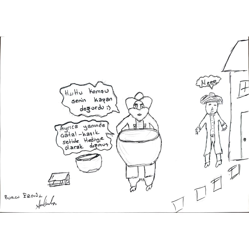 Burcu Ergül 29x21cm Orijinal Karikatür BOD01348