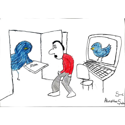 Ahmethan Şahin 43x30cm Orijinal Karikatür BOD01463