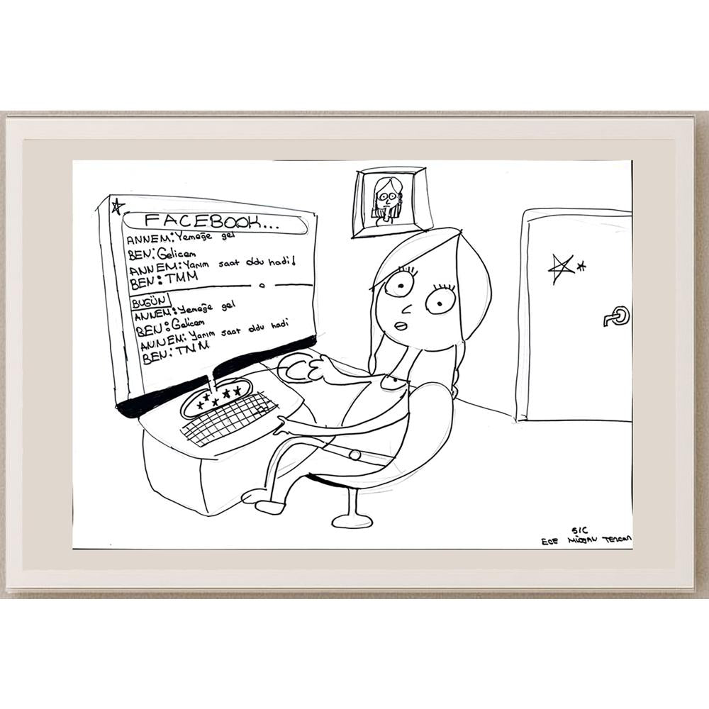 Ege Müjgan Tezcan 43x30cm Orijinal Karikatür BOD01486