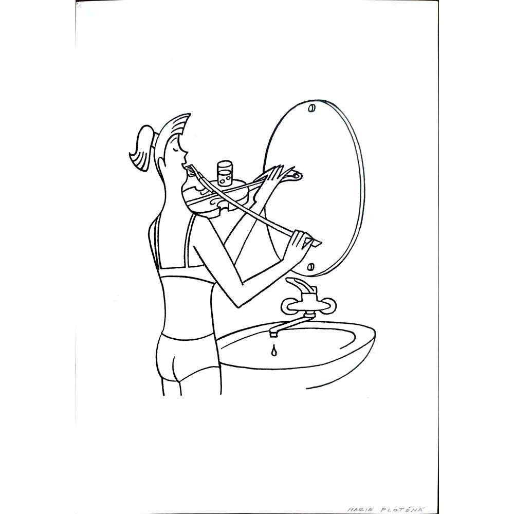 Marie Plotena 29x21cm Orijinal Karikatür BOD01512
