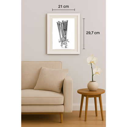 Unknown 29x21cm Orijinal Karikatür BOD01526