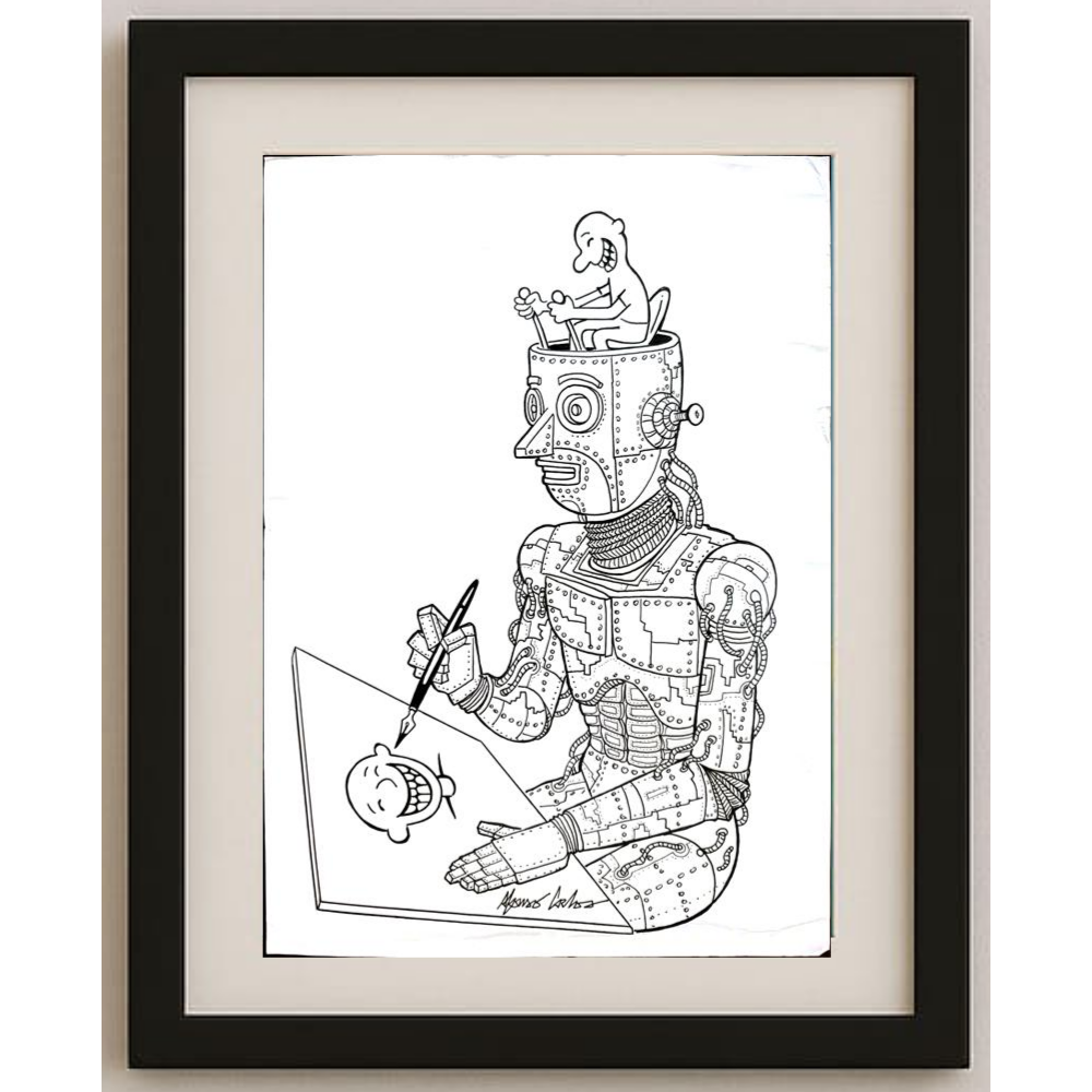 Afonso Carlos Fernandes 29x21cm Orijinal Karikatür BOD01553