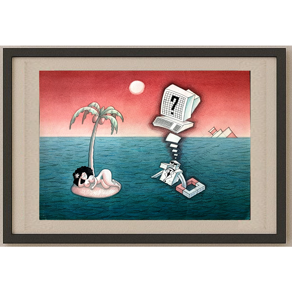 Rooshan Gataullin 43x30cm Orijinal Karikatür BOD01586