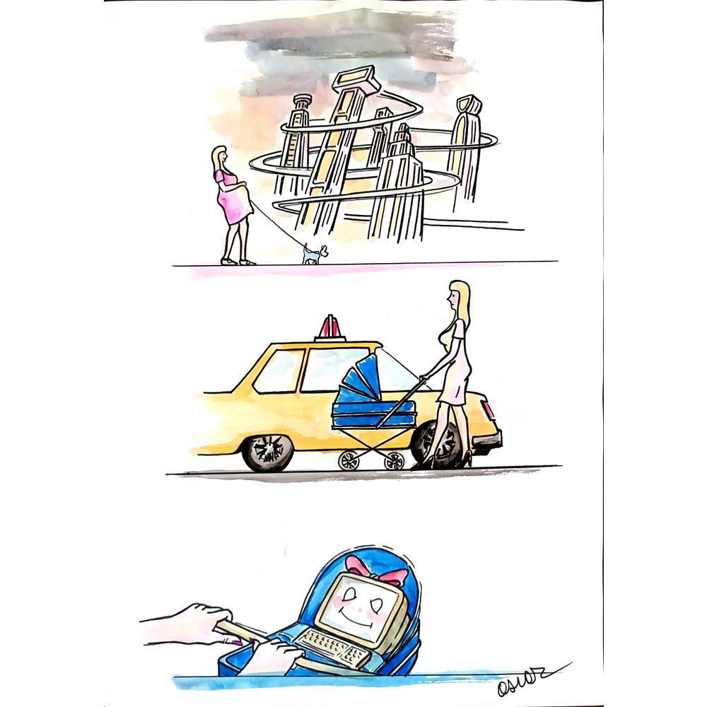 Oscar Agos 43x30cm Orijinal Karikatür BOD01590