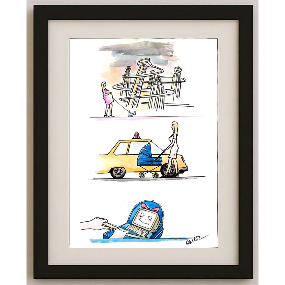 Oscar Agos 43x30cm Orijinal Karikatür BOD01590