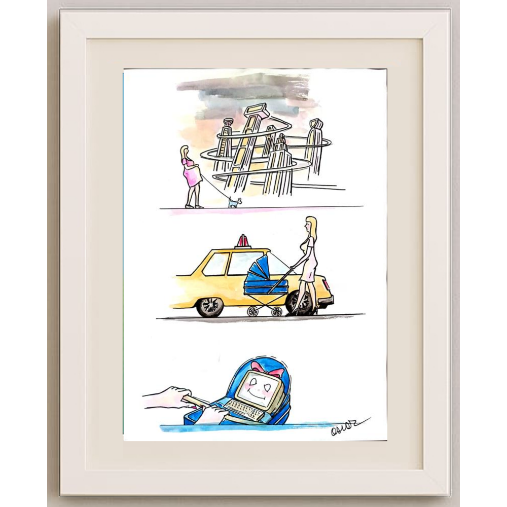 Oscar Agos 43x30cm Orijinal Karikatür BOD01590