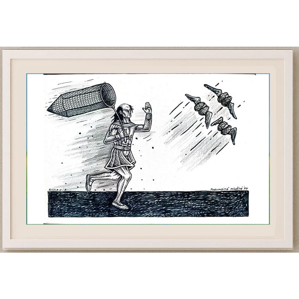 Porumbita Mihaita 29x21cm Orijinal Karikatür BOD01697
