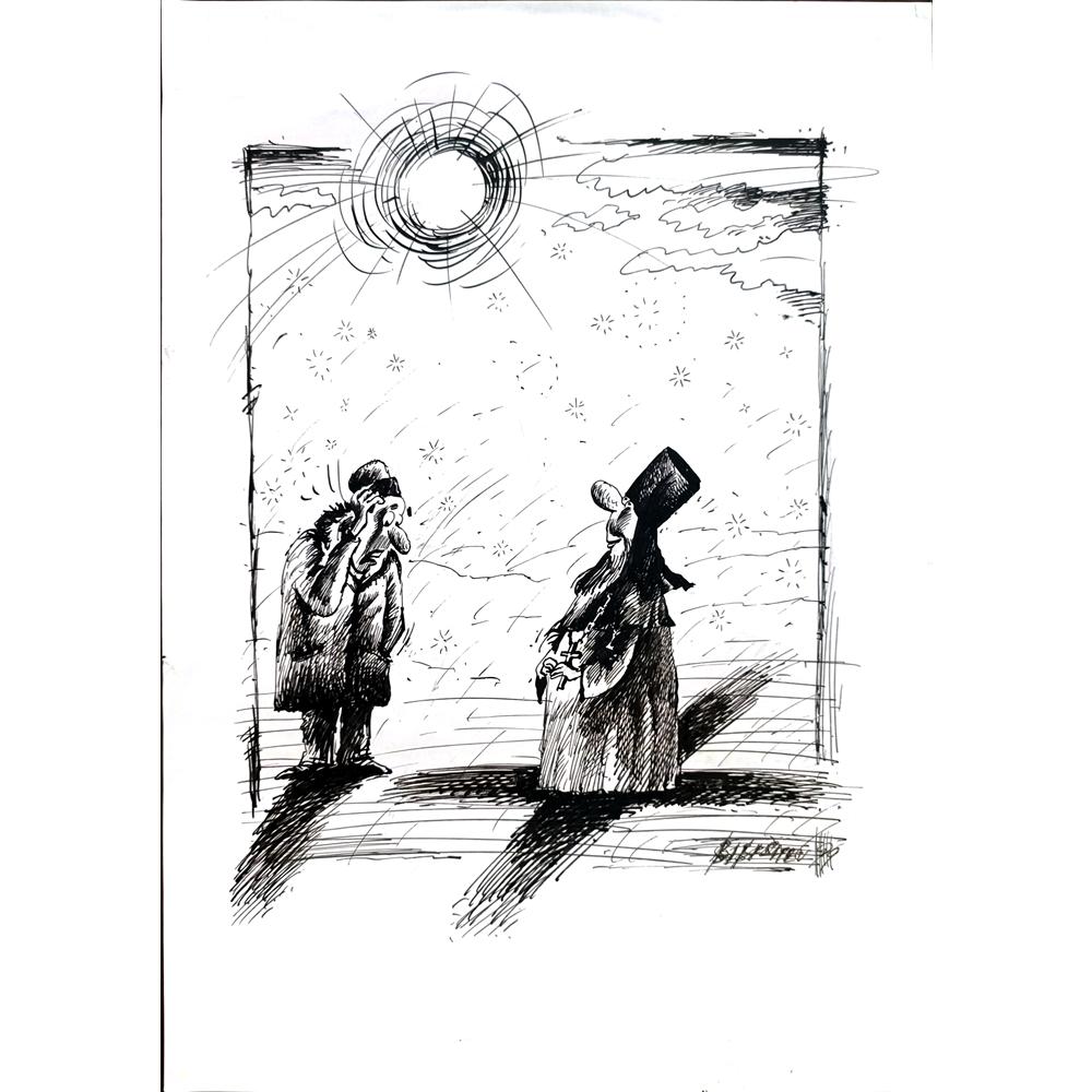 Viacheslav Bibishev 29x21cm Orijinal Karikatür BOD01715