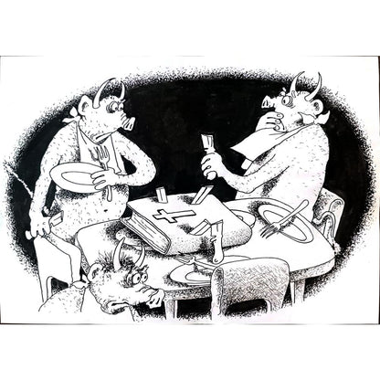 Anatoly Apchel 29x21cm Orijinal Karikatür BOD01745