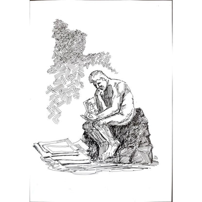 Mikael Botscharov 29x21cm Orijinal Karikatür BOD01770