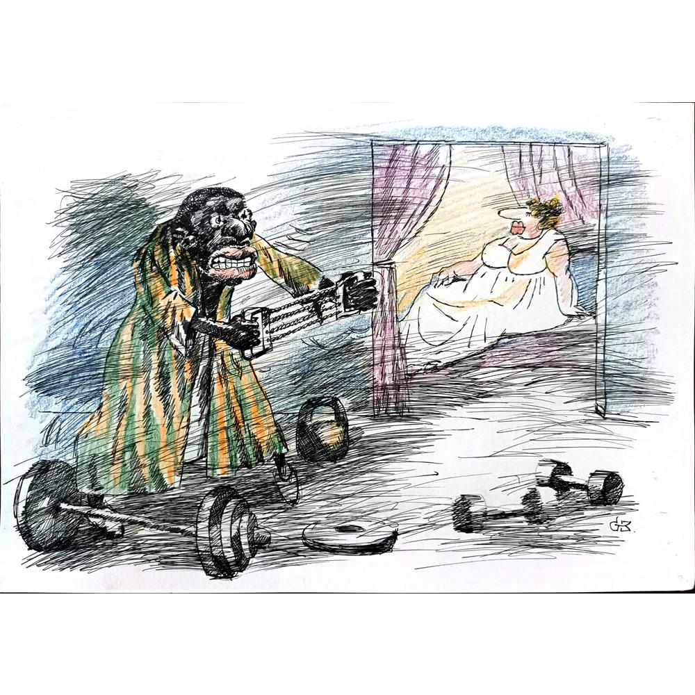 Borigen 29x21cm Orijinal Karikatür BOD01803