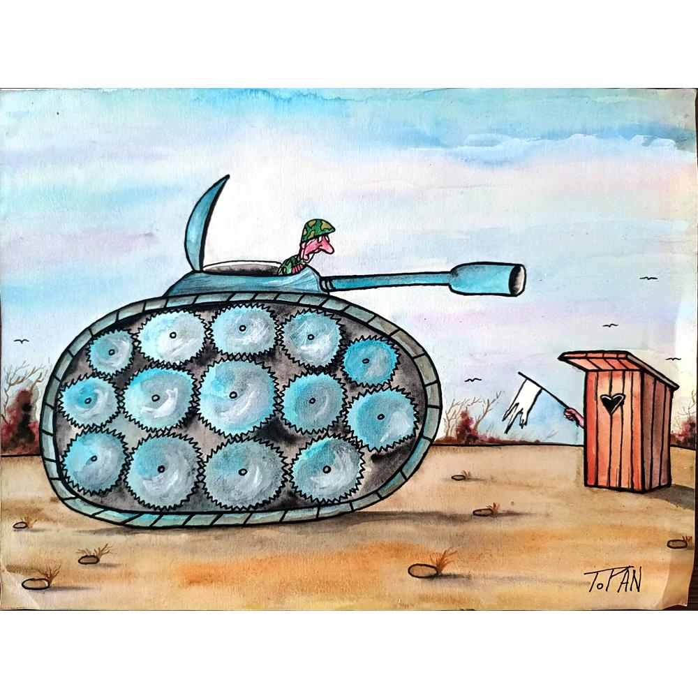 Cristian Topan 31x24cm Orijinal Karikatür BOD01807