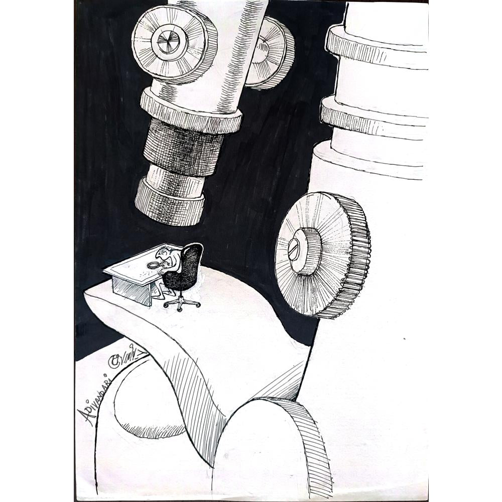 Ali Divandari 29x21cm Orijinal Karikatür BOD01814