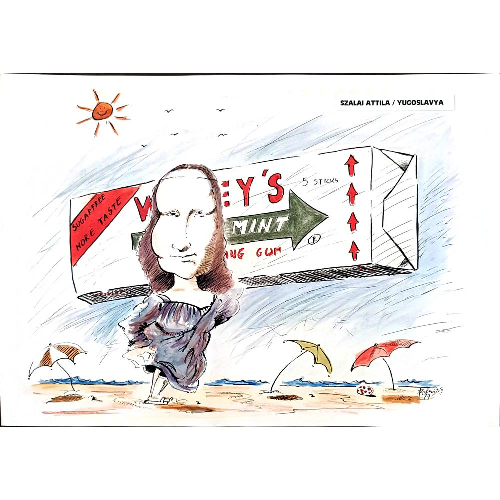 Szalai Attila 29x21cm Orijinal Karikatür BOD01820