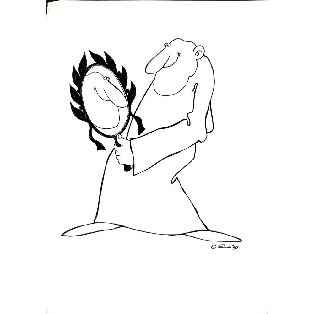 Rudi Schmückle 29x21cm Orijinal Karikatür BOD01834