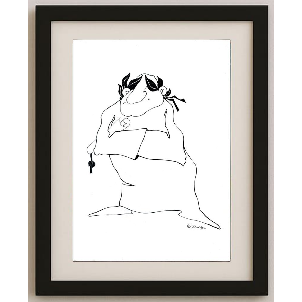 Rudi Schmückle 29x21cm Orijinal Karikatür BOD01856