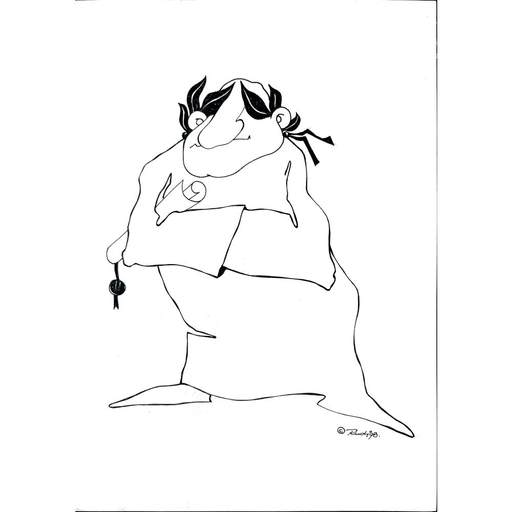 Rudi Schmückle 29x21cm Orijinal Karikatür BOD01856