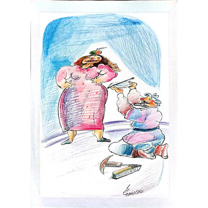 Andre Pijet 29x21cm Orijinal Karikatür BOD01864