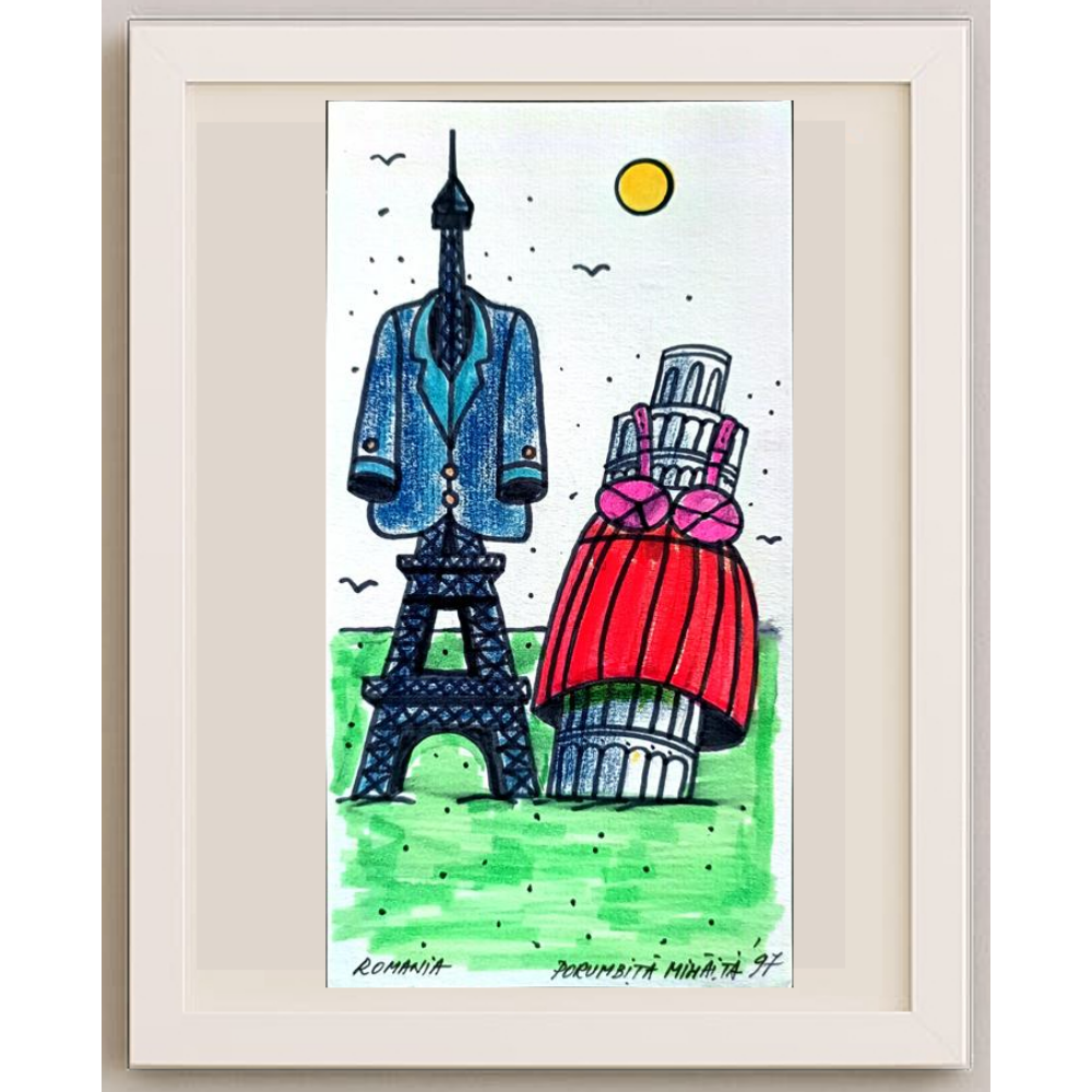 Porumbita Mihaita 21x11cm Orijinal Karikatür BOD01873