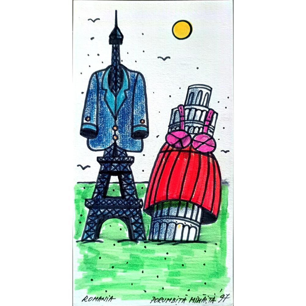 Porumbita Mihaita 21x11cm Orijinal Karikatür BOD01873
