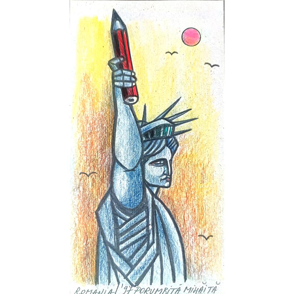 Porumbita Mihaita 21x11cm Orijinal Karikatür BOD01874