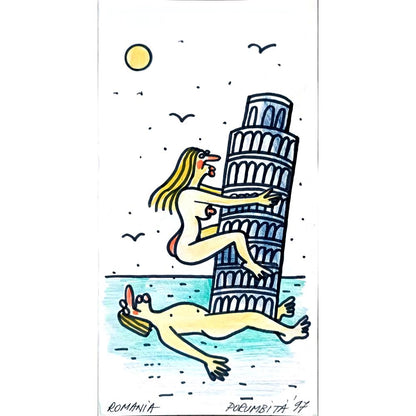 Porumbita Mihaita 21x11cm Orijinal Karikatür BOD01875
