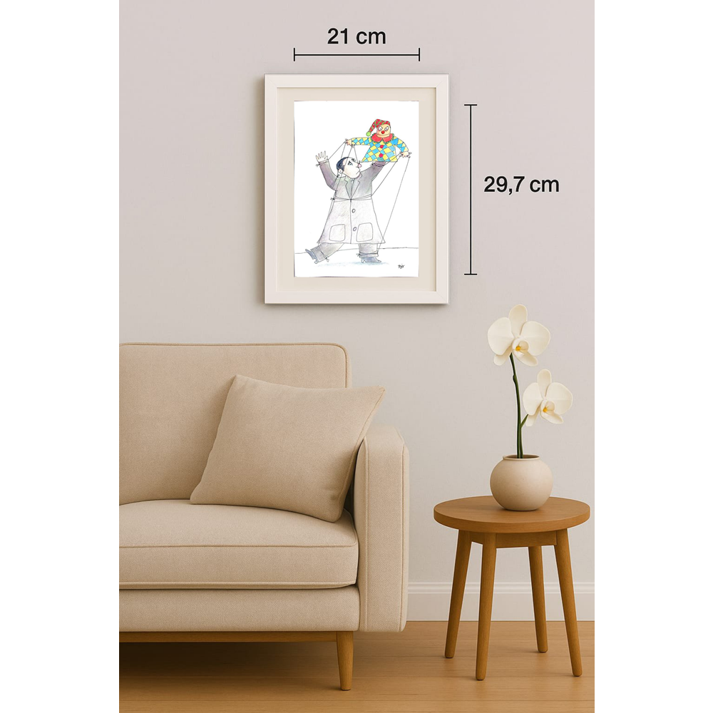 Mario Magnetti 29x21cm Orijinal Karikatür BOD01877