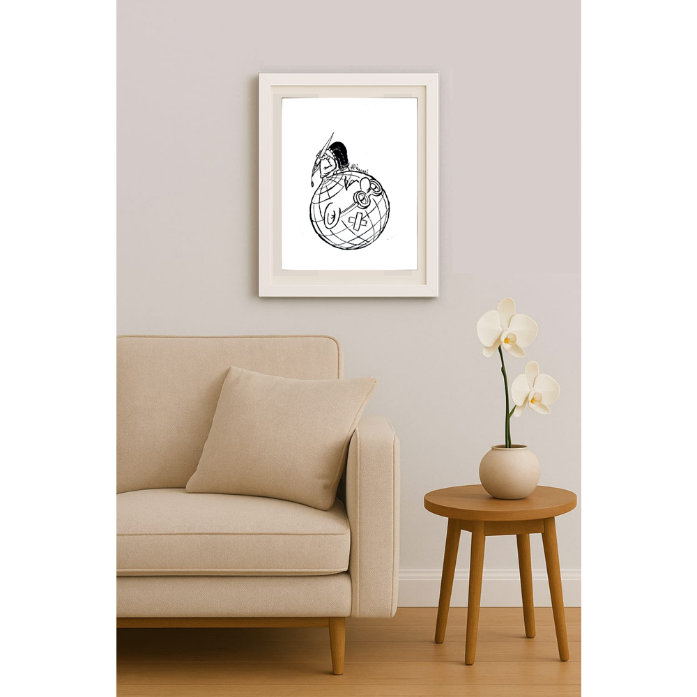 Ali Divandari 20x16cm Orijinal Karikatür BOD01894