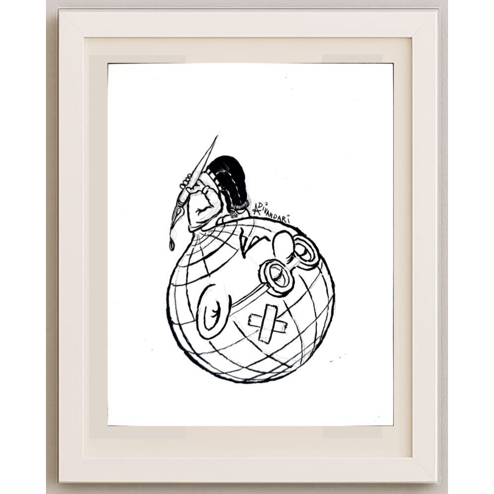 Ali Divandari 20x16cm Orijinal Karikatür BOD01894