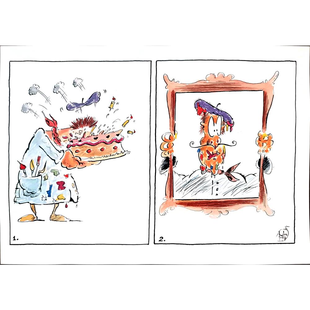 Szalai Attila 29x21cm Orijinal Karikatür BOD01896