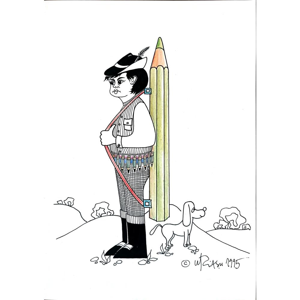 Gheorghita Ghinea Uriasu 21x15cm Orijinal Karikatür BOD01909