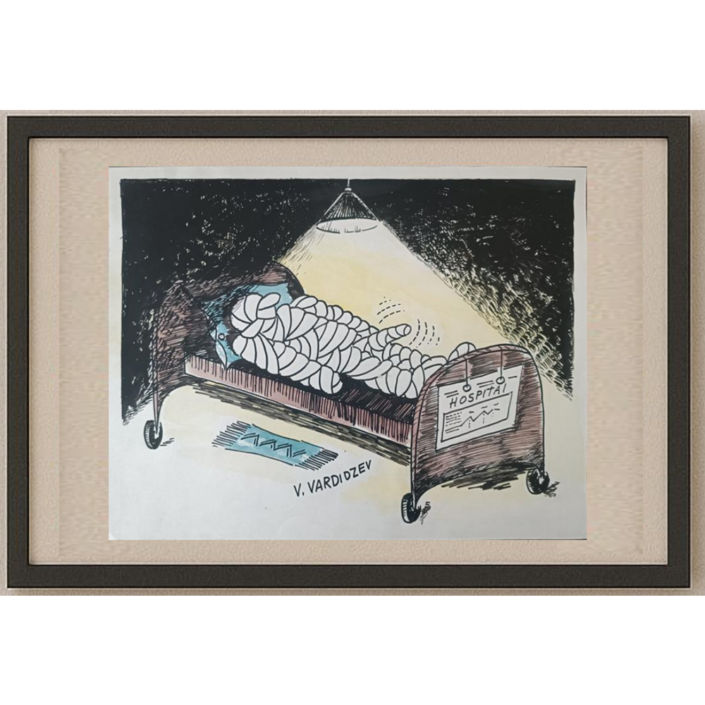 Vladimir Vardidzev 35x25cm Orijinal Karikatür BOD01963