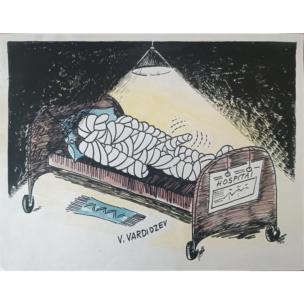 Vladimir Vardidzev 35x25cm Orijinal Karikatür BOD01963