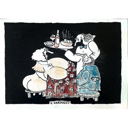 Vladimir Vardidzev 35x25cm Orijinal Karikatür BOD02005